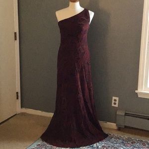 Ralph Lauren 1 Shoulder Floor Length Silk Dress 8